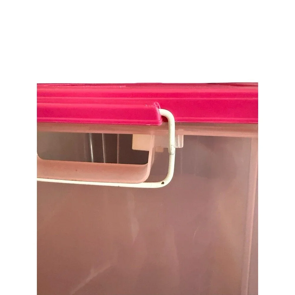 Vintage 1990s Rubbermaid Keepers Latch Storage Box Pink No. 4148 18 X 15 X 9.75”